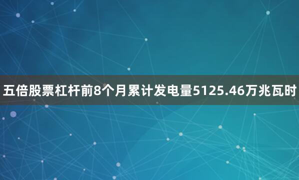 五倍股票杠杆前8个月累计发电量5125.46万兆瓦时